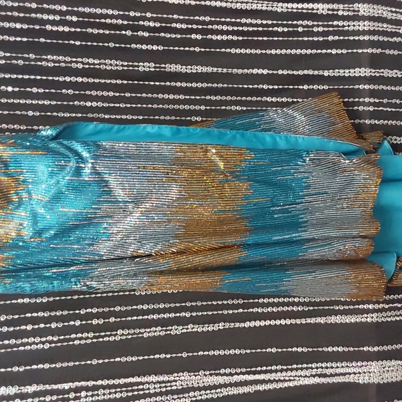 Xcite Sequin Ombre Prom Dress 32222 Turquoise/Multi - Picture 5 of 5